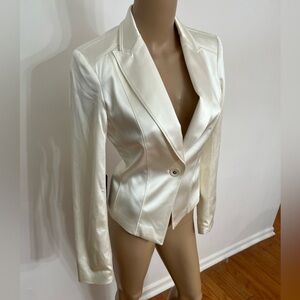 Bebe Cream Satin Blazer